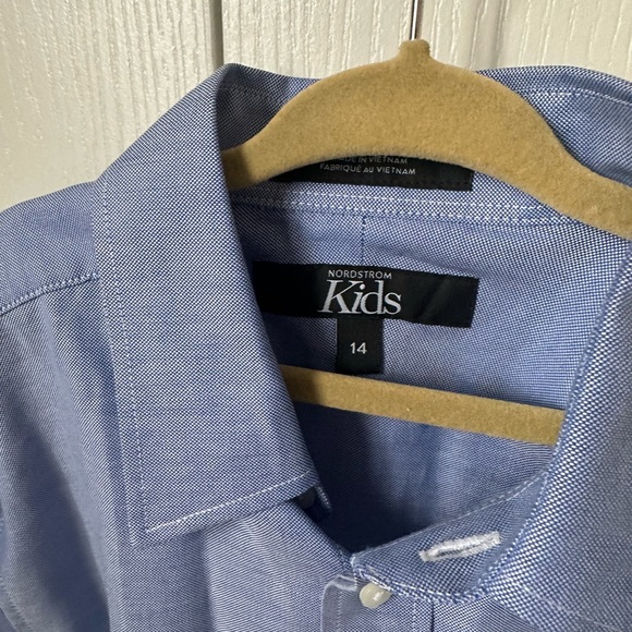 Nordstrom kids boys blue button down size 14 - Picture 2 of 2